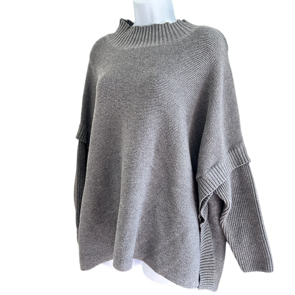 Women’s MarlaWynne Oversized Gray Cowl Neck Sweater with Turtleneck Style